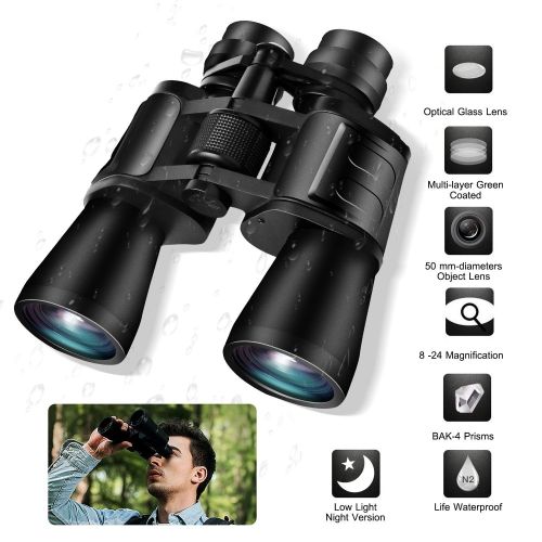 Portable Zoom Binoculars with FMC Lens Low Light Night Vision for Bird Watching Hunting Sports Portable Zoom Binoculars with FMC Lens Low Light Night Vision for Bird Watching Hunting Sports
